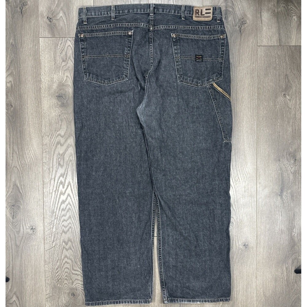 Vintage Polo Ralph Lauren Carpenter Jeans Baggy Mens 40x30 Black Dark Wash Y2K